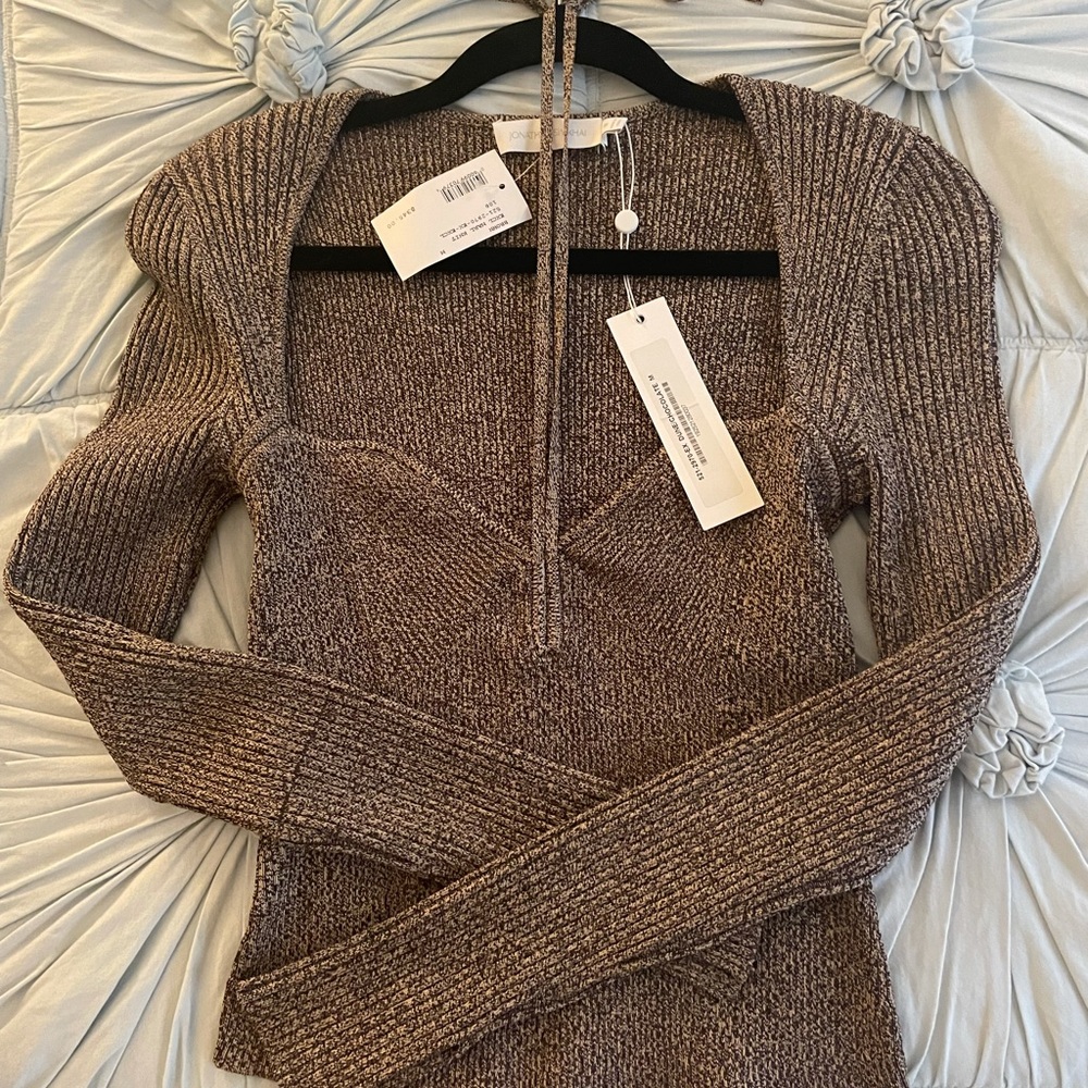 JONATHAN SIMKHAI Marled Knit Sweetheart Halter Top M NWT